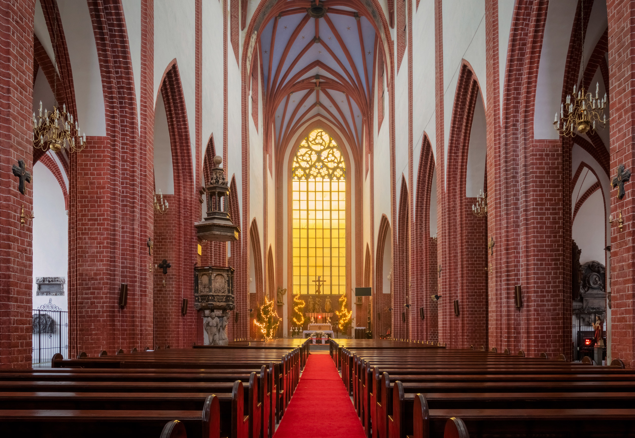 Beautiful interior of St Elizabeth Church in Wroclaw, Poland