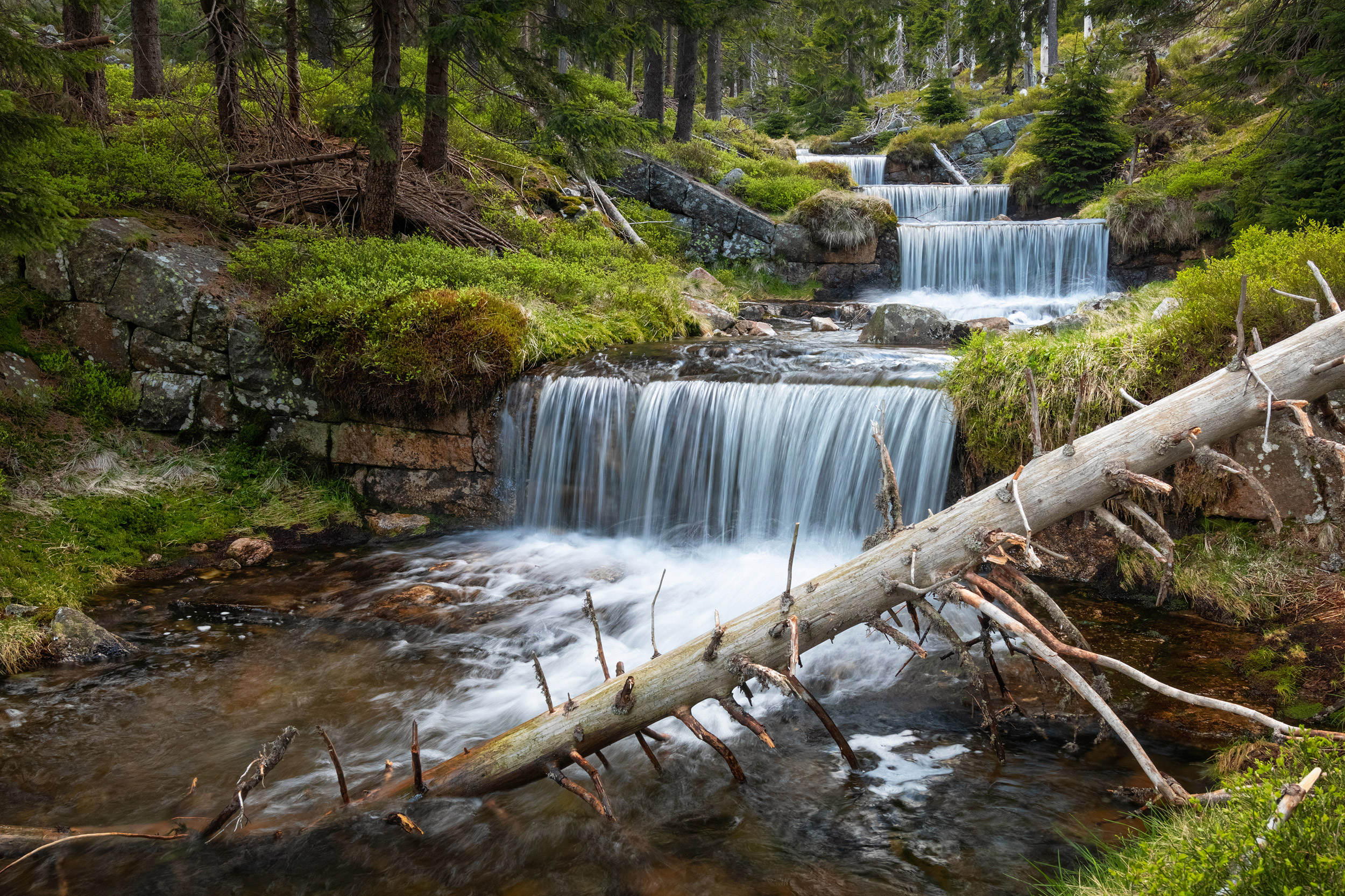 Waterfalls in the Krkonose National park Sumava, Certova Strouha