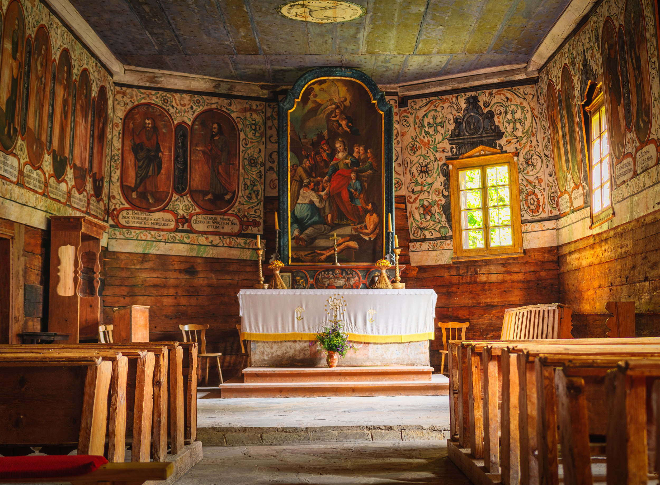 Church interior of old Slovak Village – Zuberec is a village in