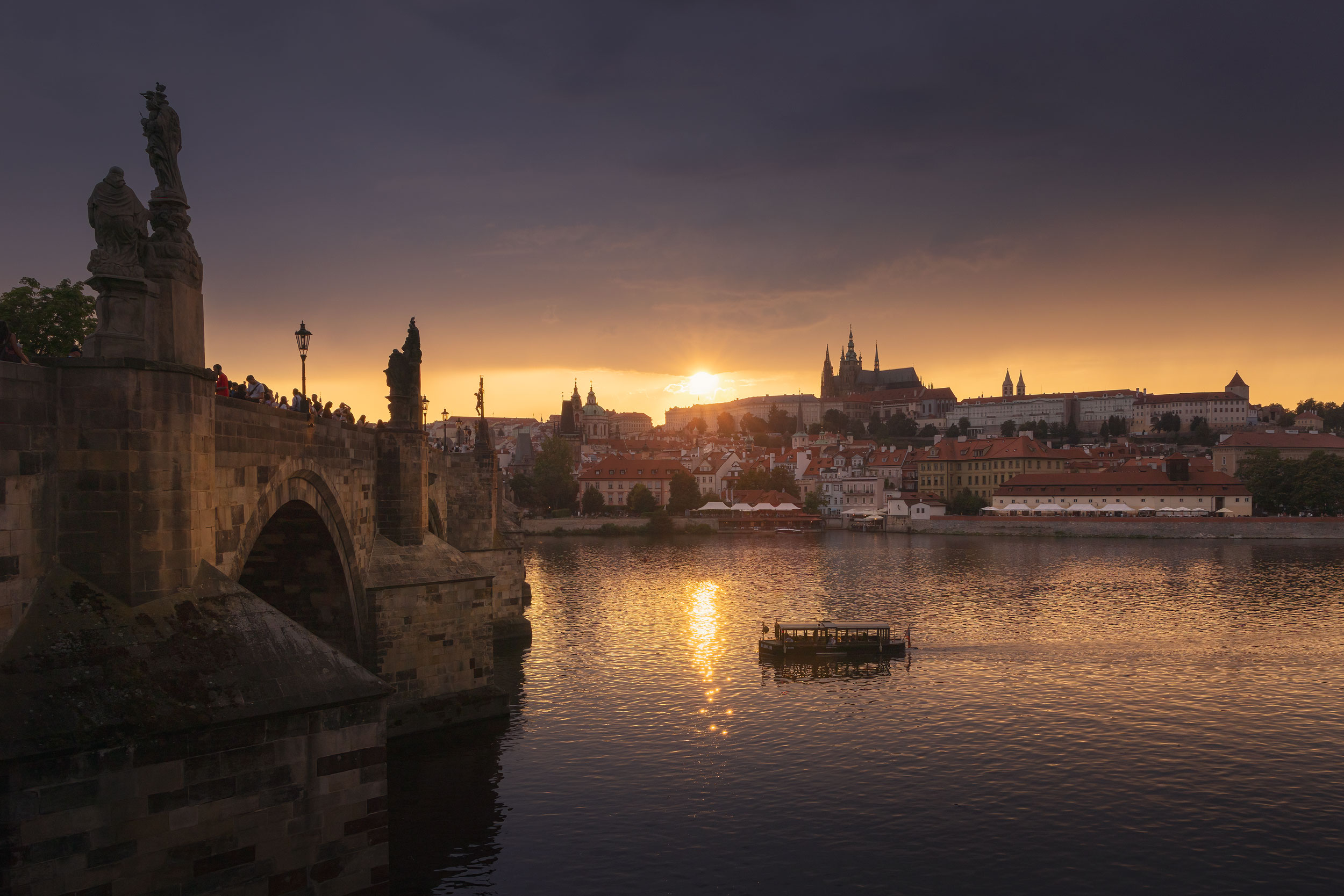 Prague Castle under dramatic sunset clouds — Prague